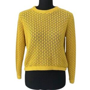 COMPANIA FANTASTICA Yellow Cropped Knit Sweater Medium